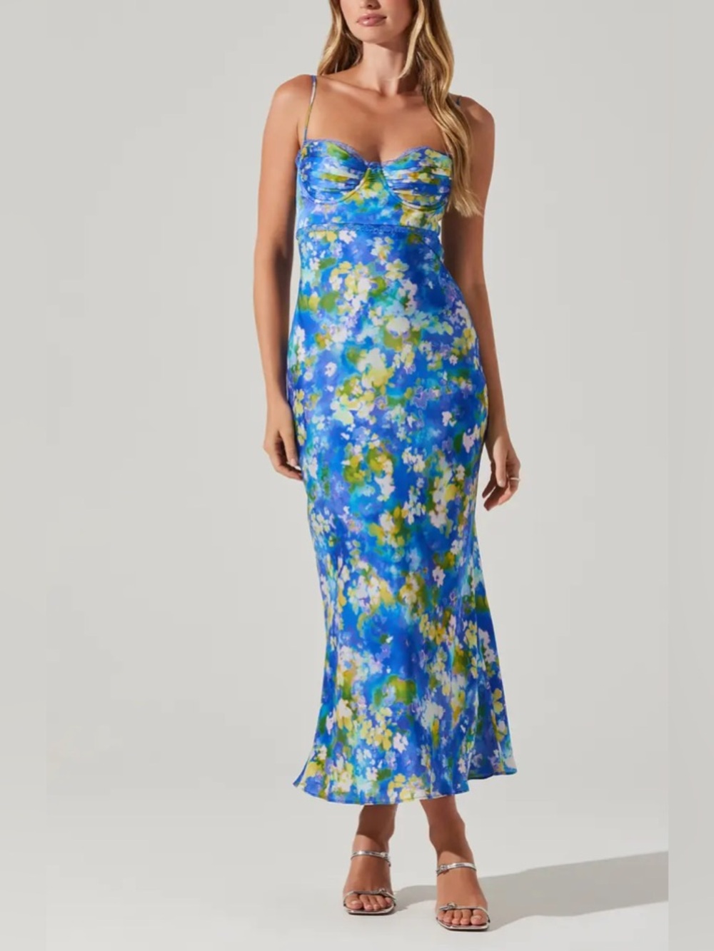 ASTR The Label Florianne Floral Print Bustier Sleeveless Maxi Dress